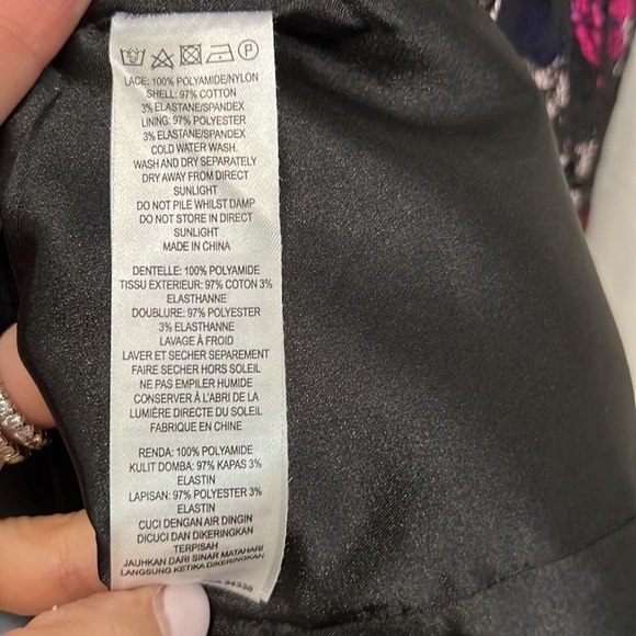 NWT French Connection Black Lace Pink Floral Dress - Picture 9 of 9